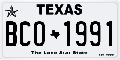 TX license plate BCO1991