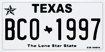 TX license plate BCO1997