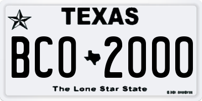 TX license plate BCO2000