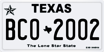 TX license plate BCO2002