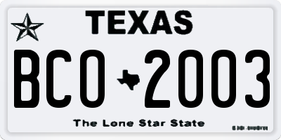 TX license plate BCO2003