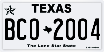 TX license plate BCO2004
