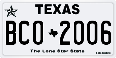 TX license plate BCO2006