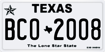 TX license plate BCO2008