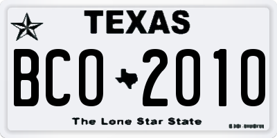 TX license plate BCO2010