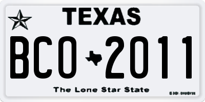 TX license plate BCO2011