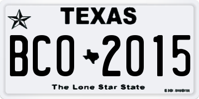 TX license plate BCO2015