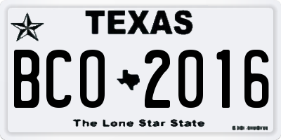 TX license plate BCO2016