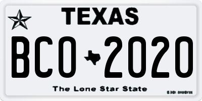 TX license plate BCO2020