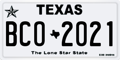 TX license plate BCO2021
