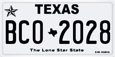 TX license plate BCO2028