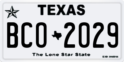 TX license plate BCO2029