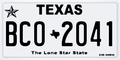 TX license plate BCO2041
