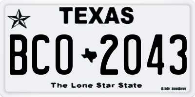 TX license plate BCO2043