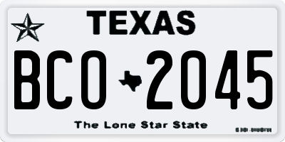 TX license plate BCO2045