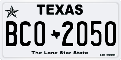 TX license plate BCO2050