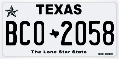 TX license plate BCO2058