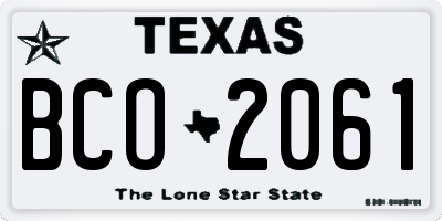 TX license plate BCO2061