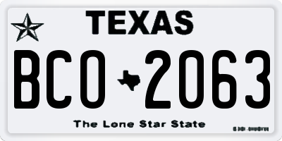TX license plate BCO2063