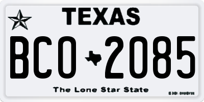 TX license plate BCO2085