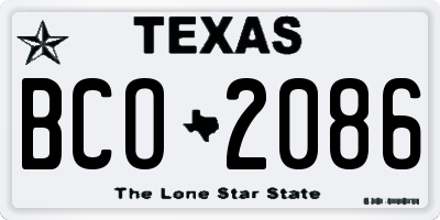 TX license plate BCO2086