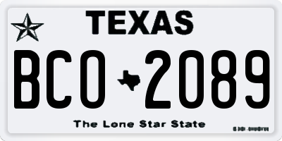 TX license plate BCO2089