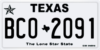 TX license plate BCO2091