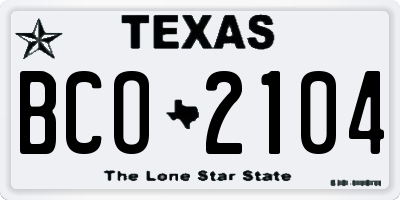 TX license plate BCO2104