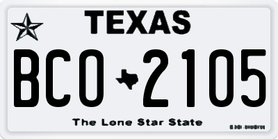 TX license plate BCO2105