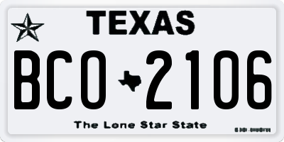 TX license plate BCO2106