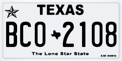 TX license plate BCO2108