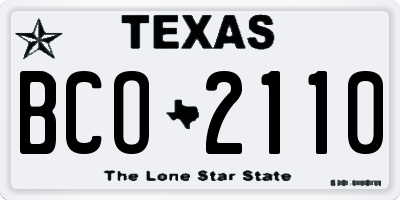 TX license plate BCO2110