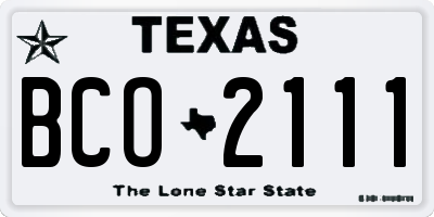 TX license plate BCO2111