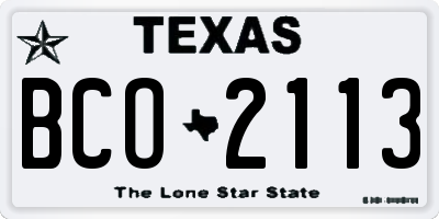 TX license plate BCO2113
