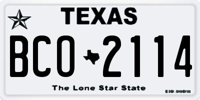 TX license plate BCO2114