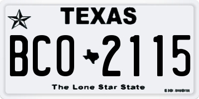 TX license plate BCO2115