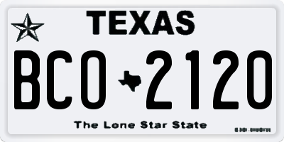 TX license plate BCO2120