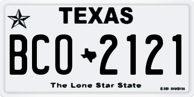 TX license plate BCO2121