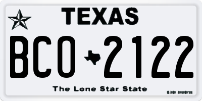 TX license plate BCO2122
