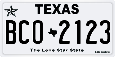 TX license plate BCO2123