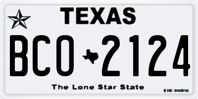 TX license plate BCO2124