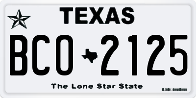 TX license plate BCO2125