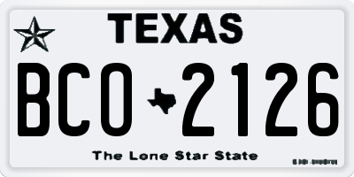 TX license plate BCO2126