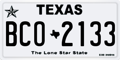 TX license plate BCO2133