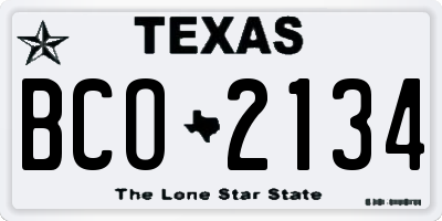 TX license plate BCO2134