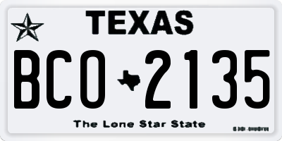 TX license plate BCO2135