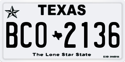 TX license plate BCO2136