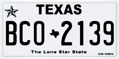 TX license plate BCO2139