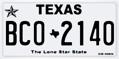 TX license plate BCO2140