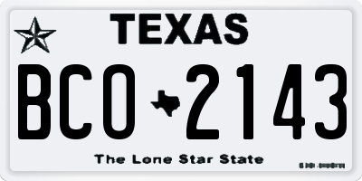 TX license plate BCO2143